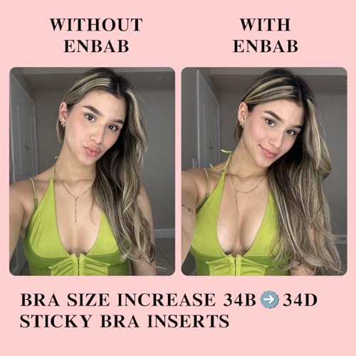 Image of ENBAB Sticky Push Up Bra Inserts 2 Pairs-Double Sided Sticky Waterproof Bra Pads for Swimsuit, Sports Bra & Wedding Dress