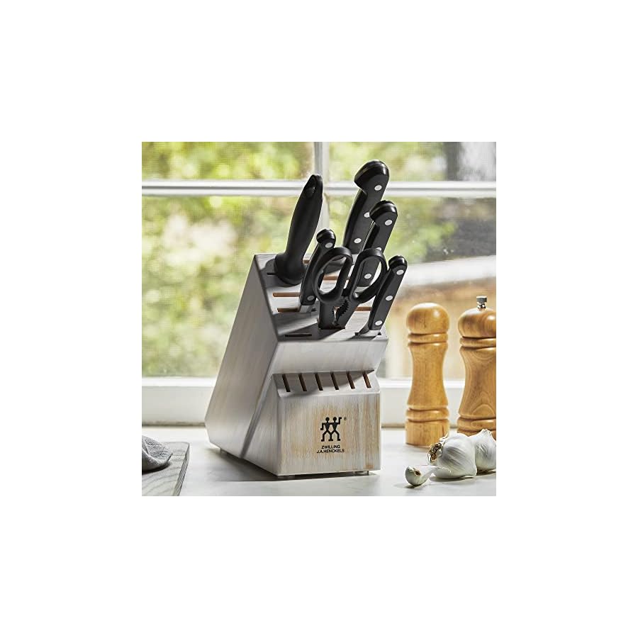 ZWILLING-Professional-S-Knife-Block-Set-7-pc-Rustic-White ZWILLING Professional S 7-Piece Razor-Sharp German Block Knife Set With Rustic White Rubberwood Block, Made in Company-Owned German Factory with Special Formula Steel perfected for almost 300 Years