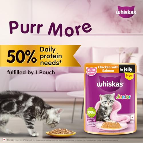 Whiskas-Junior-Kitten-2-12-Months-Wet-Cat-Food-Chicken-with-Salmon-in-Jelly-80-g-x-14-Hydrating-Food-Made-with-Real-Fish-100-Complete-Balanced-Nutrition-for-Kittens