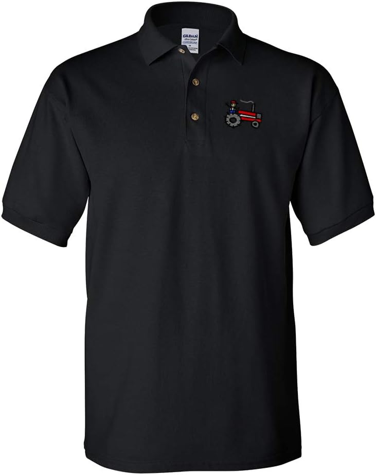 Polo Shirts for Men Farmer Riding Tractor Embroidery Short Sleeves Golf Tees