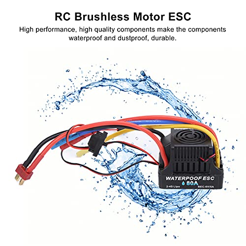 FEYV RC Brushless ESC, 80A, Waterproof, for 1/8 RC Car, Black, Klein - Image 4