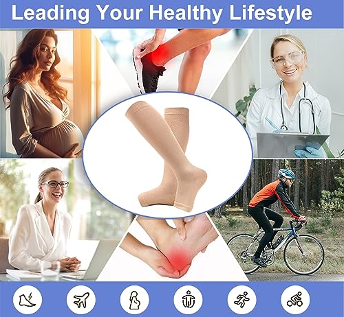 Image of Refeel Open Toe Compression Socks for Women & Men Wide Calf, 15-20mmHg Toeless Knee High Stockings for Circulation Support