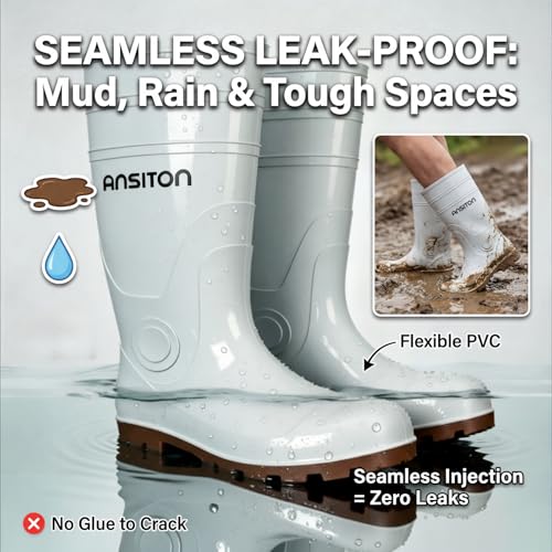 Image of Men's Steel Toe Rain Boots, Lightweight Waterproof PVC Work Boots with Cuttable Shaft, Slip & Oil Resistant for Farming & Construction