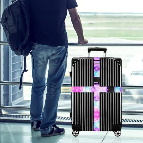 Image of Luggage Straps for Suitcases TSA Approved-2 Pack Bright Personalized Luggage Belt Strap for Suitcase /Carry On Bag Luggage Accessories for Travel (Blue Marble)