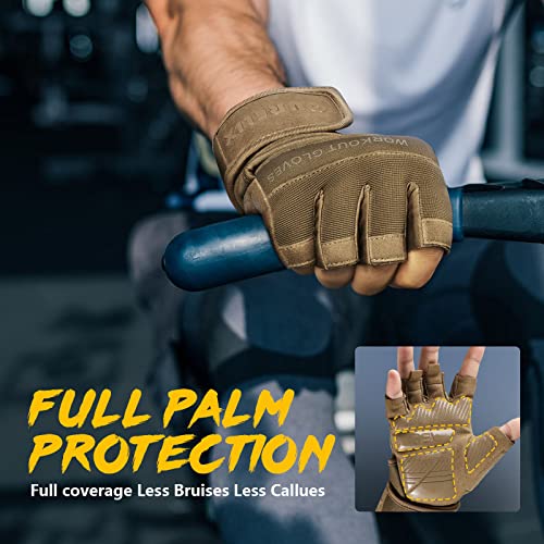 CURELIX Workout Gloves for Men & Women Weight Lifting Gloves with Wrist Wraps Support for Gym Training, Fitness, Hanging, Pull ups. Ultra Ventilated, Full Palm Protection (WG-1, M)