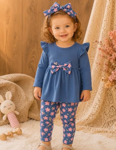 Image of Doresbebe Baby Girl Clothes Toddler Girl Outfits Infant Girl Summer Clothes for Girl Ruffle Shirt Pants+Cute Headband 3PCS
