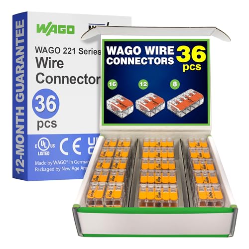 Image of WAGO 221 Series 36pc Compact Splicing Wire Connectors | Includes (16x 221-412) (12x 221-413) (8X 221-415) | WAGO Wire Connectors | Electrical Splicing Lever Nuts | 221 Series Lever Nuts | 2-3-5 Ports