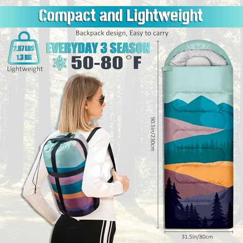 Bolsa de Dormir para Adultos, 3 Temporadas, Impermeable, Ligera, para Camping y Senderismo miniatura 5