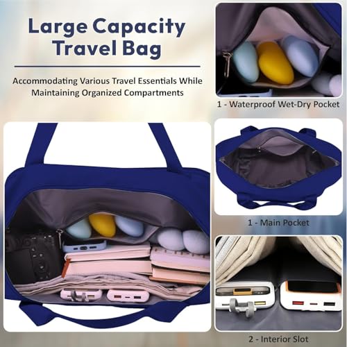 Image of Yatee Foldable Trolley Travel Bag with Wheels for Women & Men, Expandable Rolling Duffel Bag, Large Capacity Lightweight Luggage, Waterproof Carry Tote with Detachable Wheels for Travel