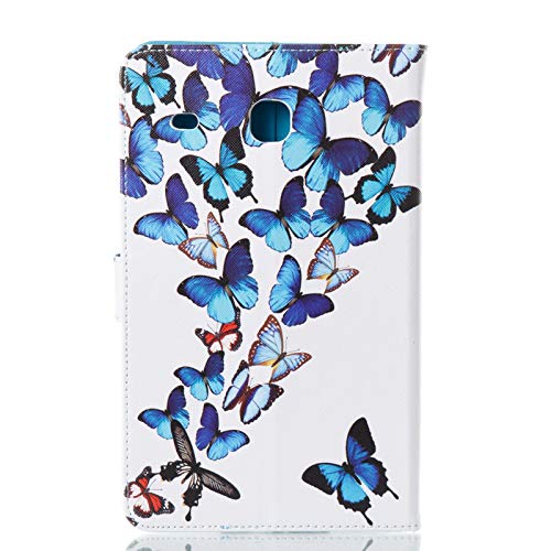 Uucovers Folio Case For Samsung Galaxy Tab E 8.0 Inch 2016 Tablet (Sm-T375 & T377 & T378), Slim Pu Leather Magnetic Wallet Folio Stand Tpu Back Shockproof Shell With Card Pockets, Skyblue Butterfly #TOP4