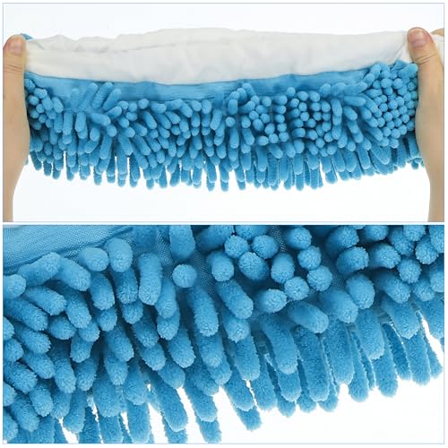 Image of MECCANIXITY Mop Slippers Washable Microfiber Floor Cleaning Shoes Cover Chenille Duster Foot Socks Tools for House Clean, Blue 2 Pack