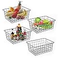 Wire Baskets for Organizing Household 4 Pack Pantry Baskets For Storage Pantry Wire Black Metal Storage Bins