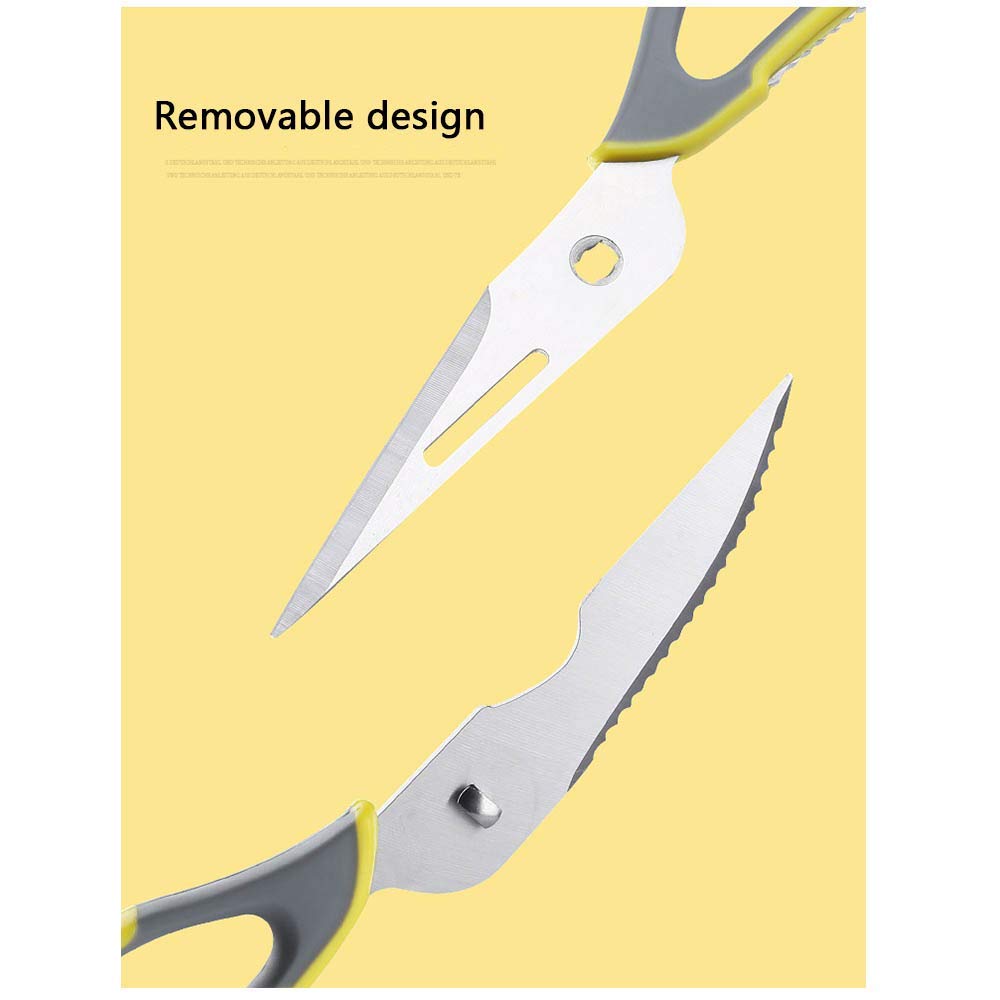 Tijeras de Cocina Resistentes, Juego de 2 Tijeras, dentadas, Tijeras de Cocina Multiusos con Funda