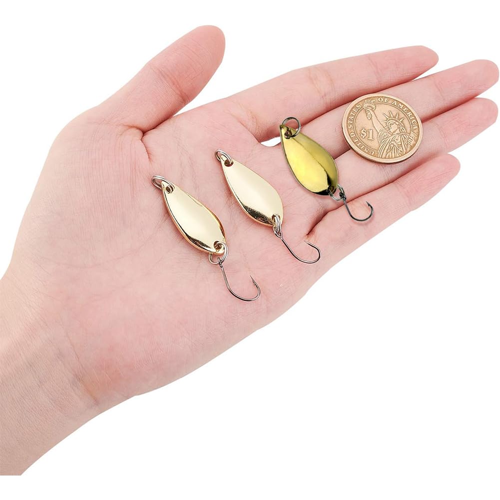 SUPERFINDINGS 30Pcs 3 Tamaños Lágrima de Acero Inoxidable Equipo de Pesca Señuelos de Pesca Ganchos Cucharas con Gancho Agudo para Truchas Pike Bass Walleye Suministros de Pesca