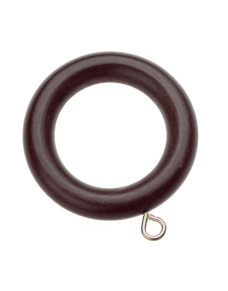 Naturals Wooden Curtain Pole Rings, to fit 28mm Naturals Wood Pole, Pack of 12, Dark Walnut