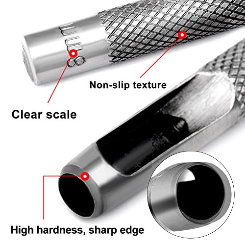 15 Pcs Leather Hole Punch,Hole Punch Set Round Steel Leather Craft Hollow Hole Punch,Hole Punch Tools for Watch Bands,Leather,Belts,Canvas,Paper (1mm to 11mm) - Thumbnail 3