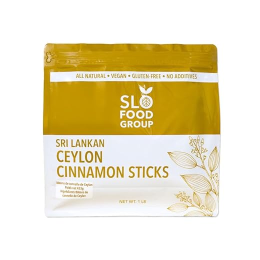 Slofoodgroup Ceylon Cinnamon Sticks - Pure Ceylon Cinnamon Quills 5 Inch Cut Cinnamon Spice from Sri Lanka, True Cinnamon - Cinnamomum Verum, 1 LB.