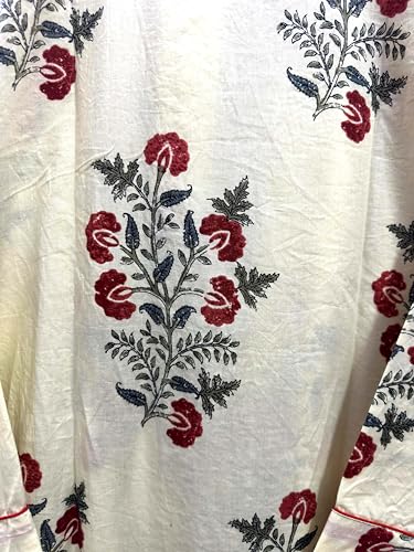 Image of Pure 100% Cotton Robe For Womens Bathrobe Dressing Gown Long sleepwear Free Size Kimono