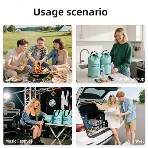 Chinshwehaw Jarra de Agua Plegable Portátil 8L/281oz BPA-Free con Grifo Ajustable - Almacenamiento de Agua a Prueba de Fugas para Camping, Senderismo, Viajes y Emergencias (Verde Oscuro) miniatura 4