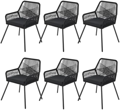 Tectake Gartenstühle Set 4er - Rope Design Outdoor Sessel Mit Polster