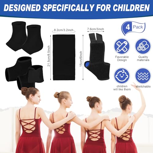 Image of Tarpop 2 Pairs Kids Ankle Brace Set Foot Support Stabilizer Wraps Protector Guard Knitted Ankle Sleeve Sock Support Compression Socks for Injury Prevention(Black,Medium)