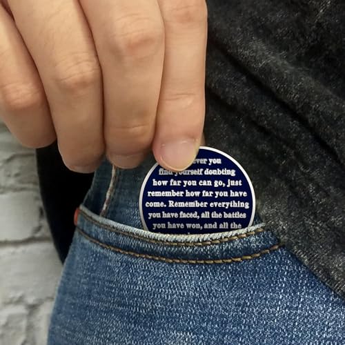 Image of Imasoner 1 Month Sobriety Coin, One Month Sober AA Medallion Chip Token | Mountain Lake Winter Recovery Token with Inspirational Quote, Alcoholics Anonymous Sobriety Milestone Gift for Men & Women