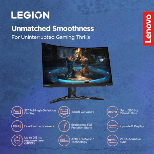 Image of Lenovo Legion R27fc-30, 27 Inch (68.58cm), FHD 1920x1080, 240Hz, Black, 0.5ms, AMD FreeSync, NVIDIA G-Sync, 99% sRGB, Speaker, 2xHDMI, 1xDP, Tilt, Swivel, Pivot, Height Adjust Stand Gaming Monitor
