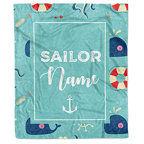 Manta náutica personalizada para bebé, manta con nombre personalizado, marineros, azul marino, manta con nombre de ancla, manta de bebé con nombre personalizado, manta de marineros, manta náutica