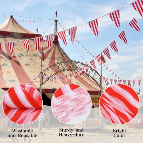 Image of RUBFAC 850ft 600pcs Red White Striped Pennant Banner