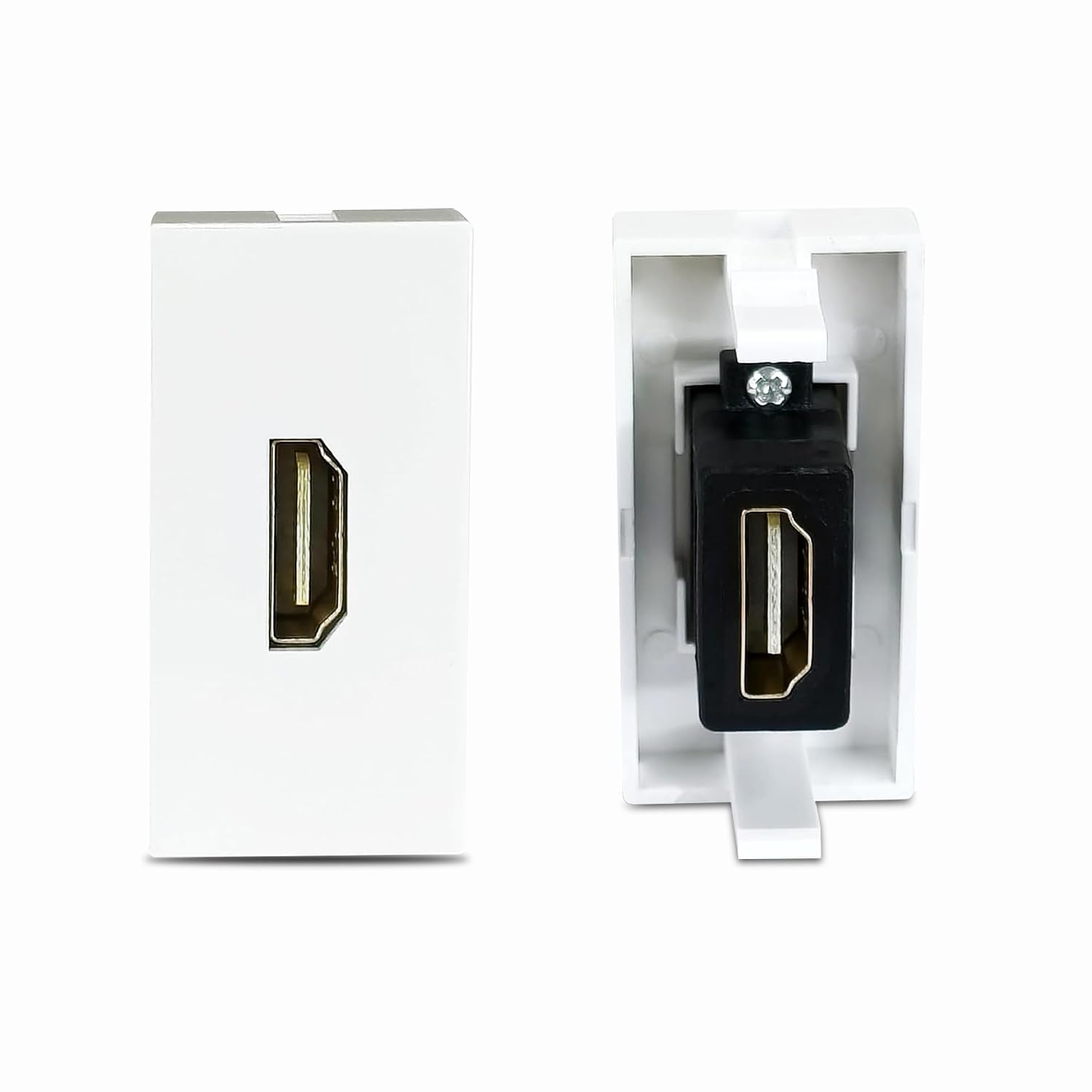 MX HDMI to HDMI Wall Plate Connector Module 45×45mm Female to Female HDMI Coupler, Compatible with UK & European Modular S...