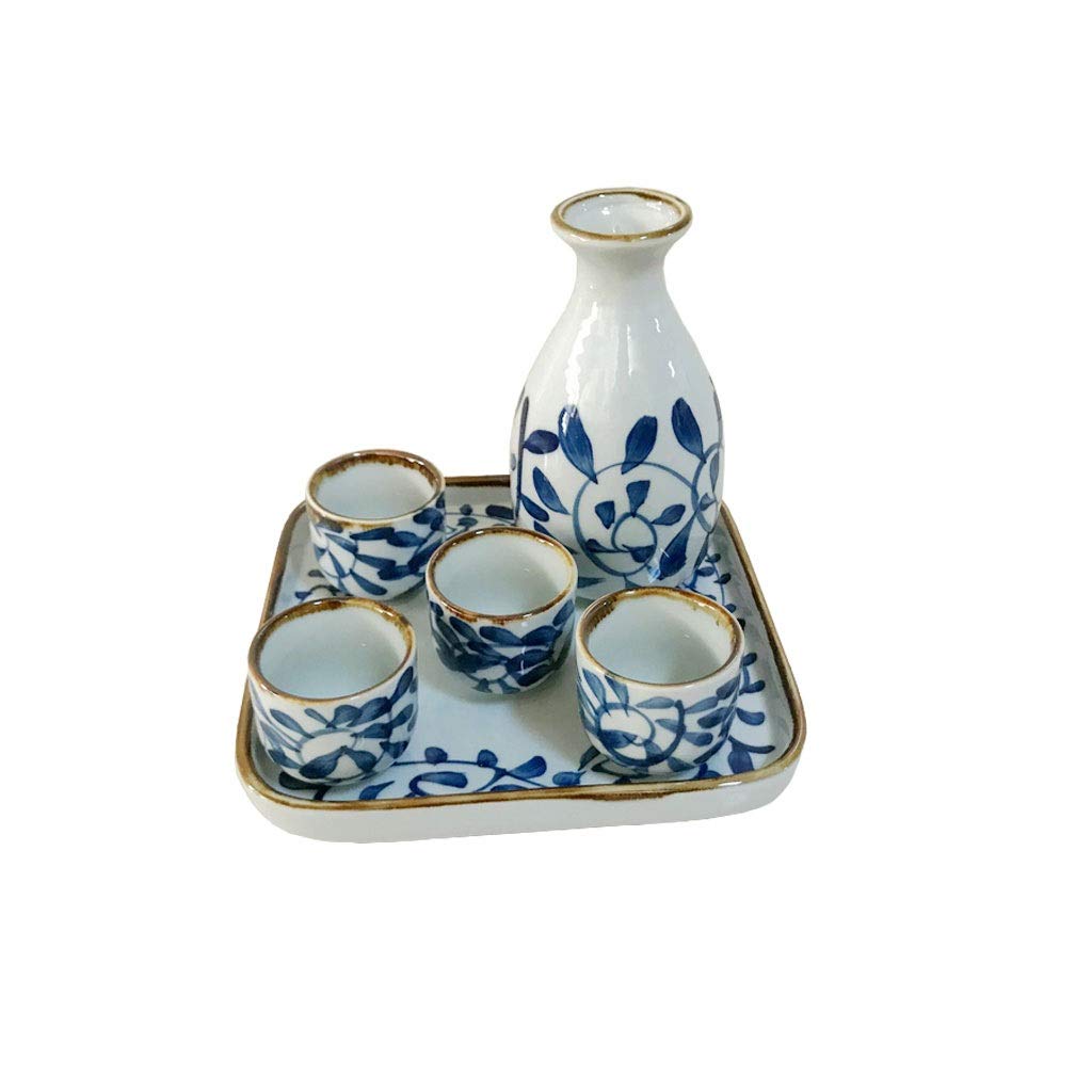CUNTO Tazza per Sake Set da 6 Pezzi Set per Sake Artigianato Tazza per Sake Set per Sake Freddo/Caldo/tè/Sake Pentole per Sake Bianche