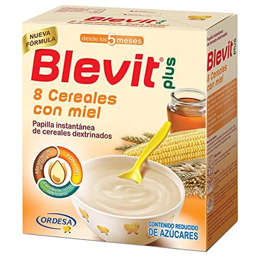 Blevit Plus 8 Cereales Miel - Papilla para Bebé con Harina de Avena y Harina de Trigo - Sin Azúcares Añadidos - Ayuda a regular el tránsito intestinal - Desde los 5 meses - 600g