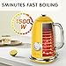 Harriet Electric Kettle, 1.8L Hot Water Boiler Electric with Thermometer, 1500W Stainless Steel Electric Water Kettle with LED Indicator, Auto Shut-Off & Boil Dry Protection, Yellow