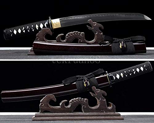 YL Sword Traditional Hand Forged Japanese Sword Tanto Clay Tempered Full Tang Razor Sharp