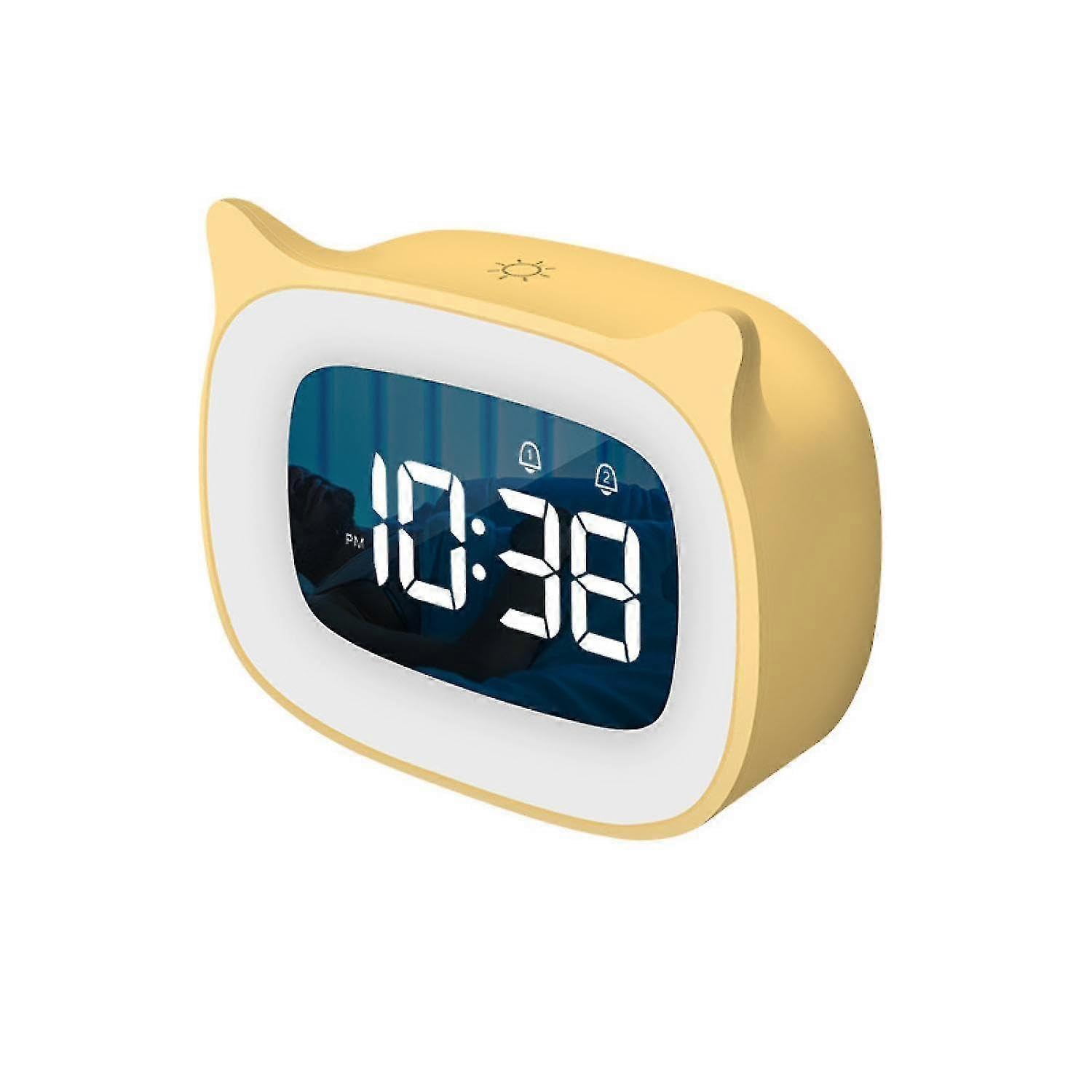 JOYHAPPST Kids Alarm Clock With Night Light Stepless Dimming Cute Cat Ear Digital Clock For Boys And Gilrs Multi-color Optional