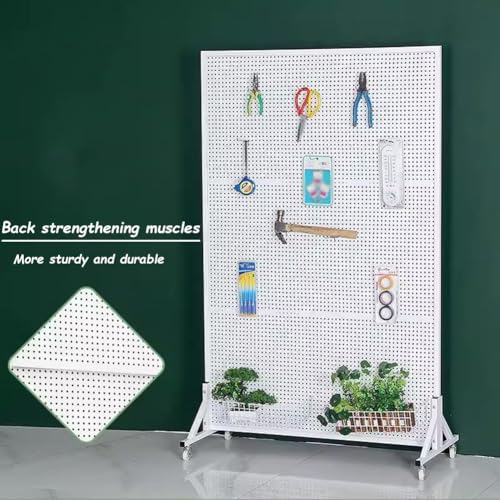 Genérico Perforowane panele ścienne Organizer Panele perforowane Ruchomy metalowy stojak ekspozycyjny z solidną podstawą, perforowane panele z kołami na targi rzemieślnicze, półka ex