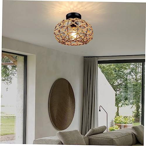 Plafonnier rustique corde tressée douilles E27 lampe plafond cuisine - 7
