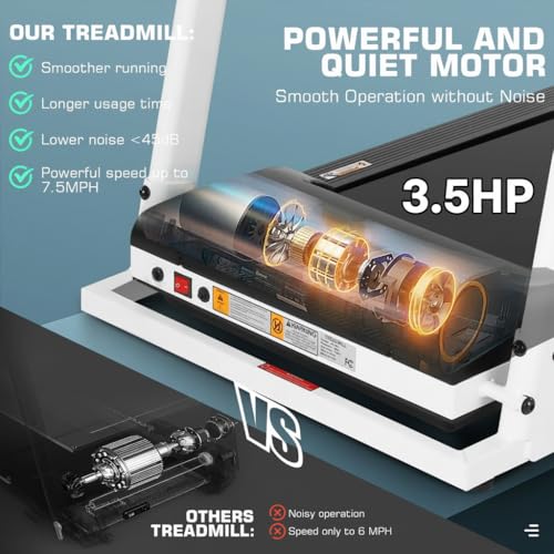 ANCHEER 2025 Premium Treadmill - 3.5HP Treadmills 350+ LBS Weight Capacity- 3-Level Incline, Foldable Design, Adjustable Height with Desk & Pulse Sensor - Perfect for Home Office & Family Workouts - Thumbnail 2