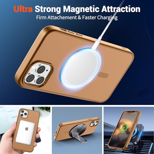 Image of SUPFINE Magnetic for iPhone 11 Pro Max Case Brown | (Compatible with MagSafe)(Military Grade Drop Protection)Shockproof Translucent Matte Phone Cover