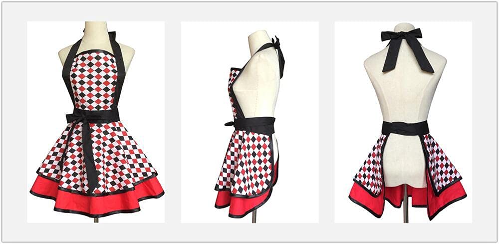 Hyzrz Lovely Handmade Cotton Retro Aprons for Women Girls Cake Kitchen Cook Apron for Mother's Gift ()
