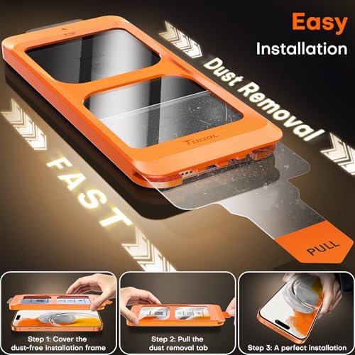 Image of TOCOL for iPhone 17 Pro Max Screen Protector /iPhone 16 Pro Max Screen Protector 6.9-Inch Instant Installation Tempered Glass HD Clear Full Coverage Protection Case Friendly 2 Pack