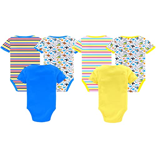 Image of Kidbee Newborn Baby Half Sleeve Cotton Sleepsuits /Half Romper /Bodysuit /Onesies (Set of 6)