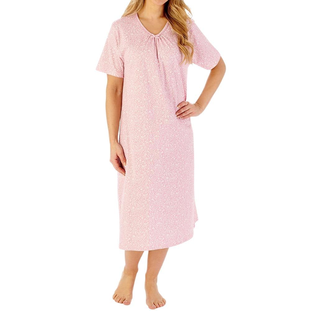 Slenderella Women's Blue Wild Thyme Short Sleeve 42 Inch Cotton Nightdress (20/22, )