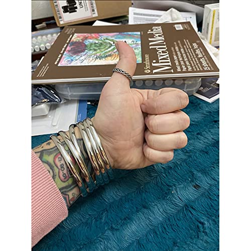 Castillna Stainless Steel Extra Extra Large (XXL) Plus Size Bangle Bracelets Set for Women, Set of 7 Pieces, 9.6 Inches3