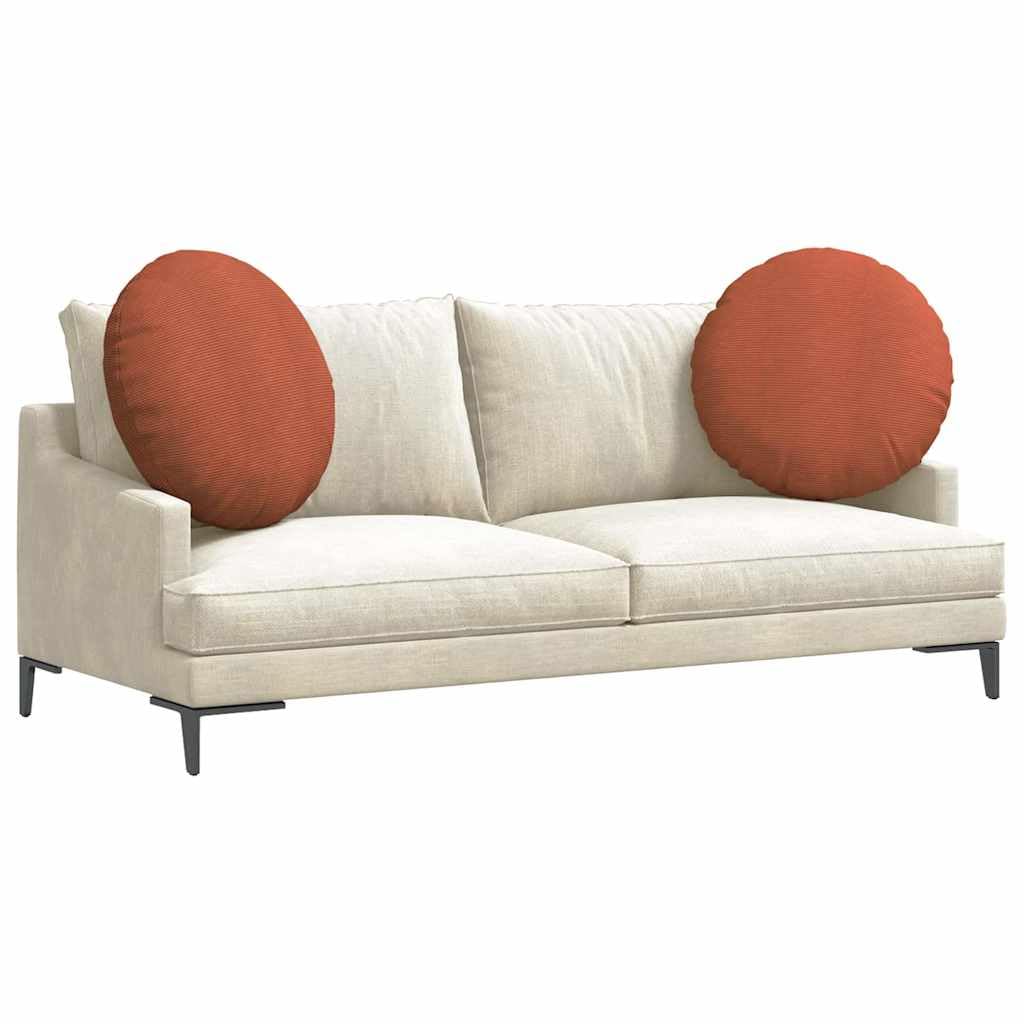 2er Set Sitzkissen Rot-Orange Ø60x21 cm Rundes Bodenkissen | Bequeme Bodenkissen mit weichem Cord-Bezug und Reißverschluss für gemütliche Stunden im Wohnzimmer und Schlafzimmer.