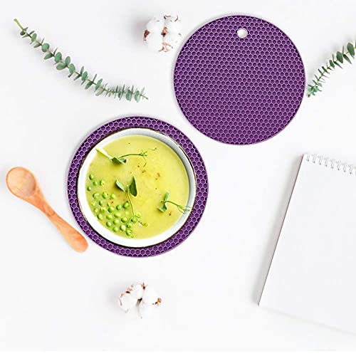 Image of Countertop Protector Heat Resistant Trivets for Hot Pots and Pans - Non-Slip Insulated Heat Pads for Kitchen Counter Purple Pack of 2