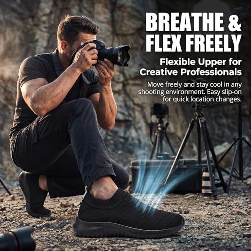 Image of TIOSEBON Men's Slip On Walking Shoes Arch Support Knit Mesh Lightweight Casual Comfortable Gym Workout Running Tennis Travel Standing Sneakers