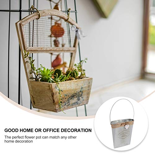 Hemoton Galvanized Metal Wall Planter Farmhouse Hanging Wall Vase Planters Flowers Holder For Country Rustic Home Wall Decor #TOP7