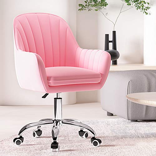 Chaise pivotante avec support lombaire ergonomique et dossier en maille rose - 2