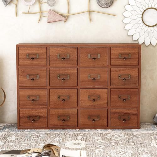 Drawers Apothecary Cabinet,Vintage Wooden Apothecary Storage Box - Multi-Level Drawer Organizer for Countertop - Traditional Card Catalog Cabinet for Home & Office Organization